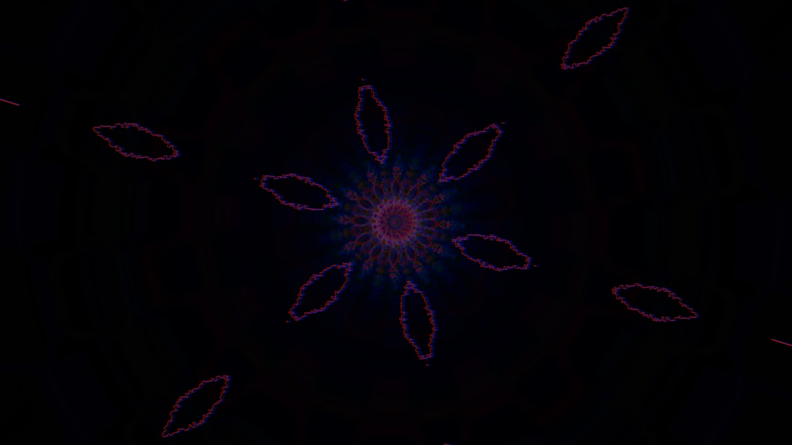 Neon Cathedral preset, a glowing architectural AVS visualization