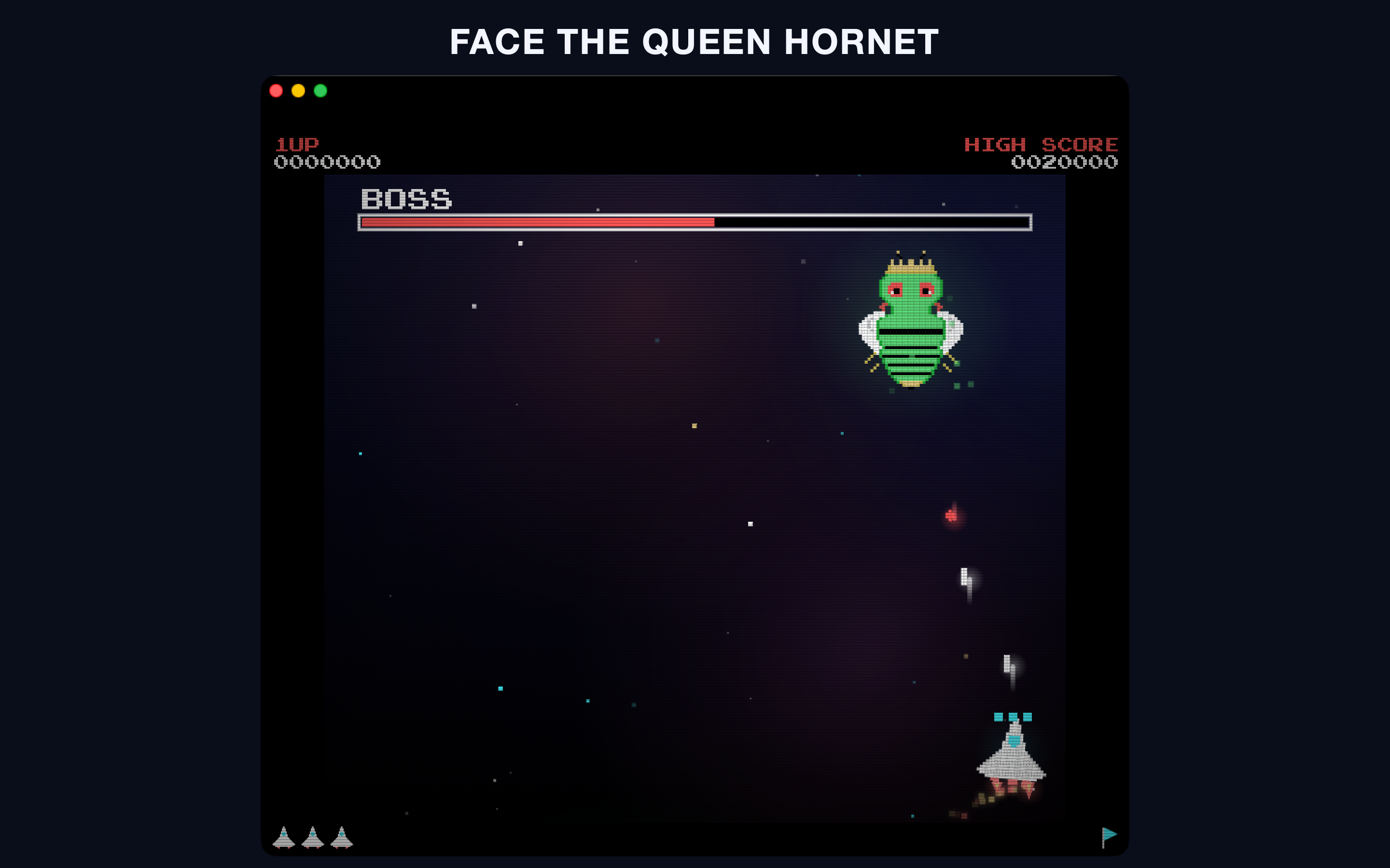 A boss battle against the giant Queen Hornet with a health bar